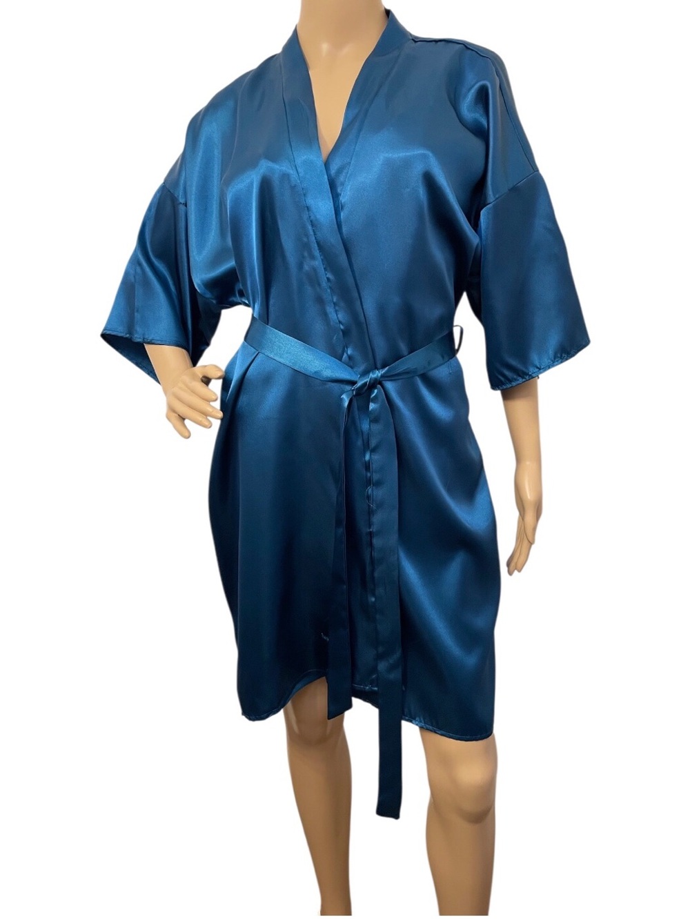 Honors Intimates Women's Blue Satin Night Gown Satin Robe, XL - Picture 3 of 12